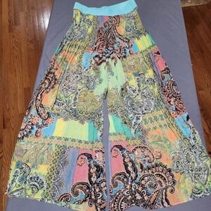 Melissa Paige Womens Paisley Wide Leg Palazzo Pants Boho Multicolored Flowy